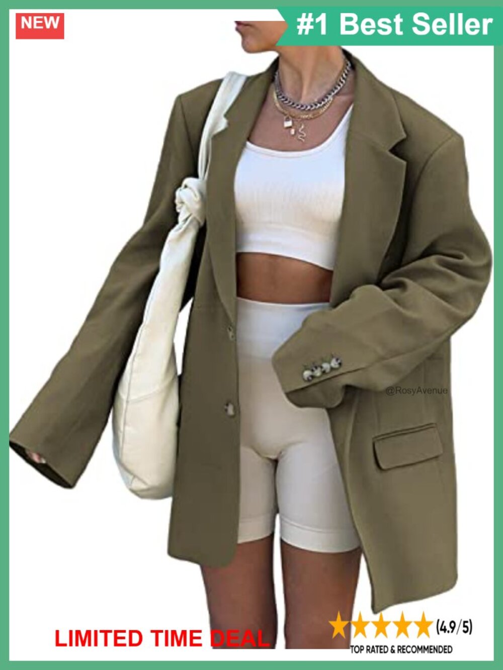 Oversized Blazer Jacket Double-Breasted Lapel Office Casual